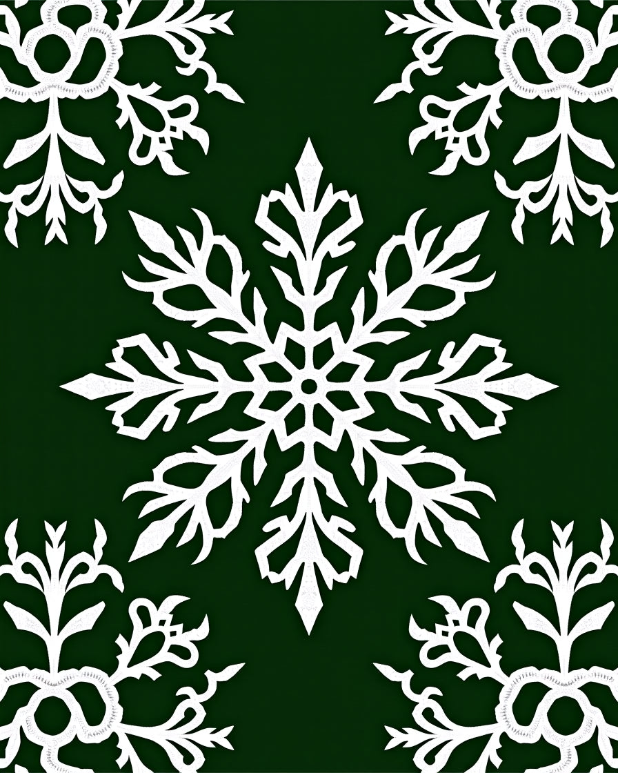 White Snowflake Forest Contrast Rug