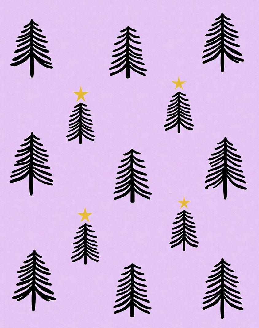 Pastel Lilac Christmas Tree Star Repeat Rug