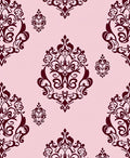 Rich Cranberry Damask Floral Arrangement Rug