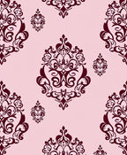 Rich Cranberry Damask Floral Arrangement Rug