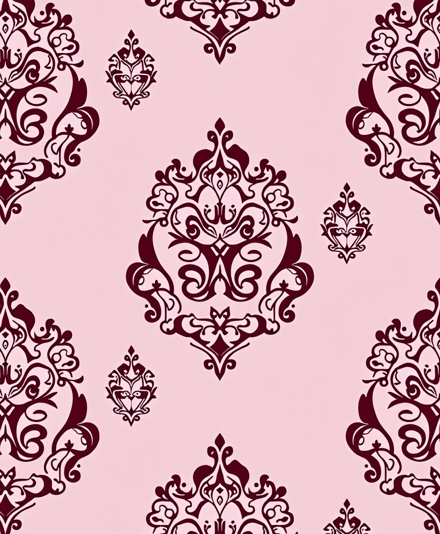Rich Cranberry Damask Floral Arrangement Rug