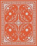 Vibrant Orange Floral Scroll Work Rug