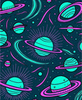 Cosmic Turquoise Pink Swirl Planets Rug