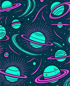Cosmic Turquoise Pink Swirl Planets Rug