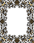 Elegant Black Gold Floral Border Rug