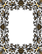 Elegant Black Gold Floral Border Rug