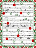 Festive Red Ornament Musical Score Rug