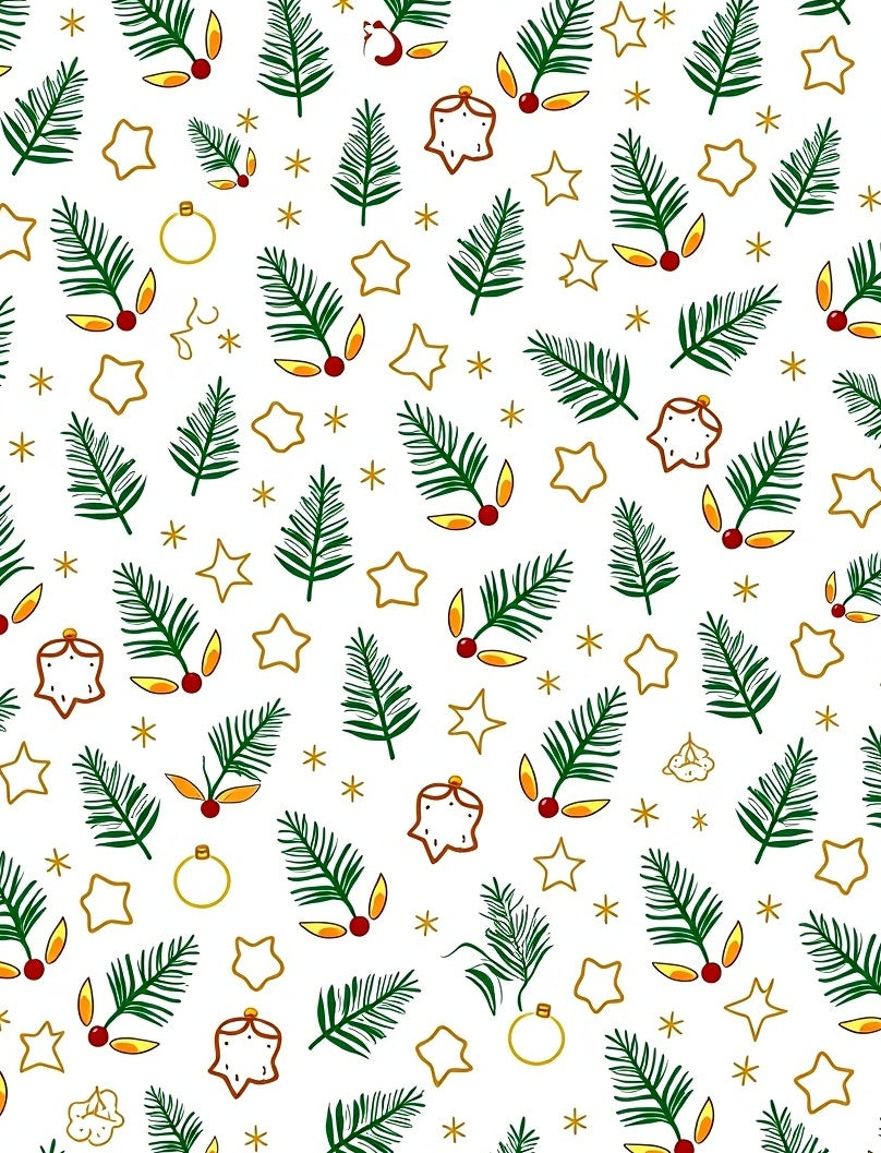 Festive Green Pine Holly Stars Rug