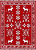 Red White Deer Snowflake Nordic Rug