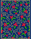 Navy Red Floral Swirl Botanical Rug