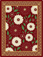 Crimson Floral Medallion Garden Rug