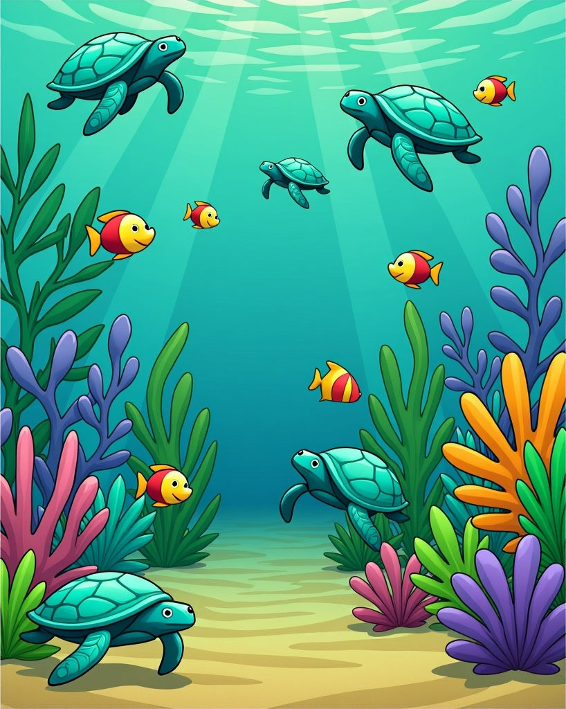Ocean Turtles and Coral Reef Rug