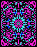 Vibrant Pink Blue Mandala Art Rug