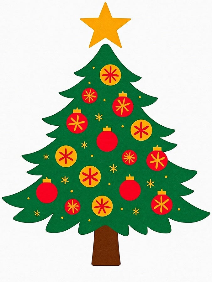 Festive Green Christmas Tree Star Ornaments Rug