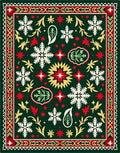 Dark Green Snowflake Festive Floral Rug