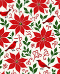 Red Poinsettia Birds Green Foliage Rug