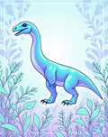Blue Brontosaurus Surrounded by Foliage Rug