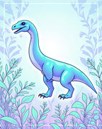 Blue Brontosaurus Surrounded by Foliage Rug