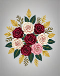 Floral Bouquet Arrangement Red Cream Pink Rug