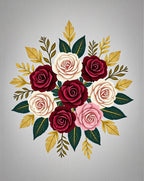 Floral Bouquet Arrangement Red Cream Pink Rug