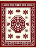 Crimson Snowflake Octagon Border Rug