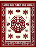 Crimson Snowflake Octagon Border Rug