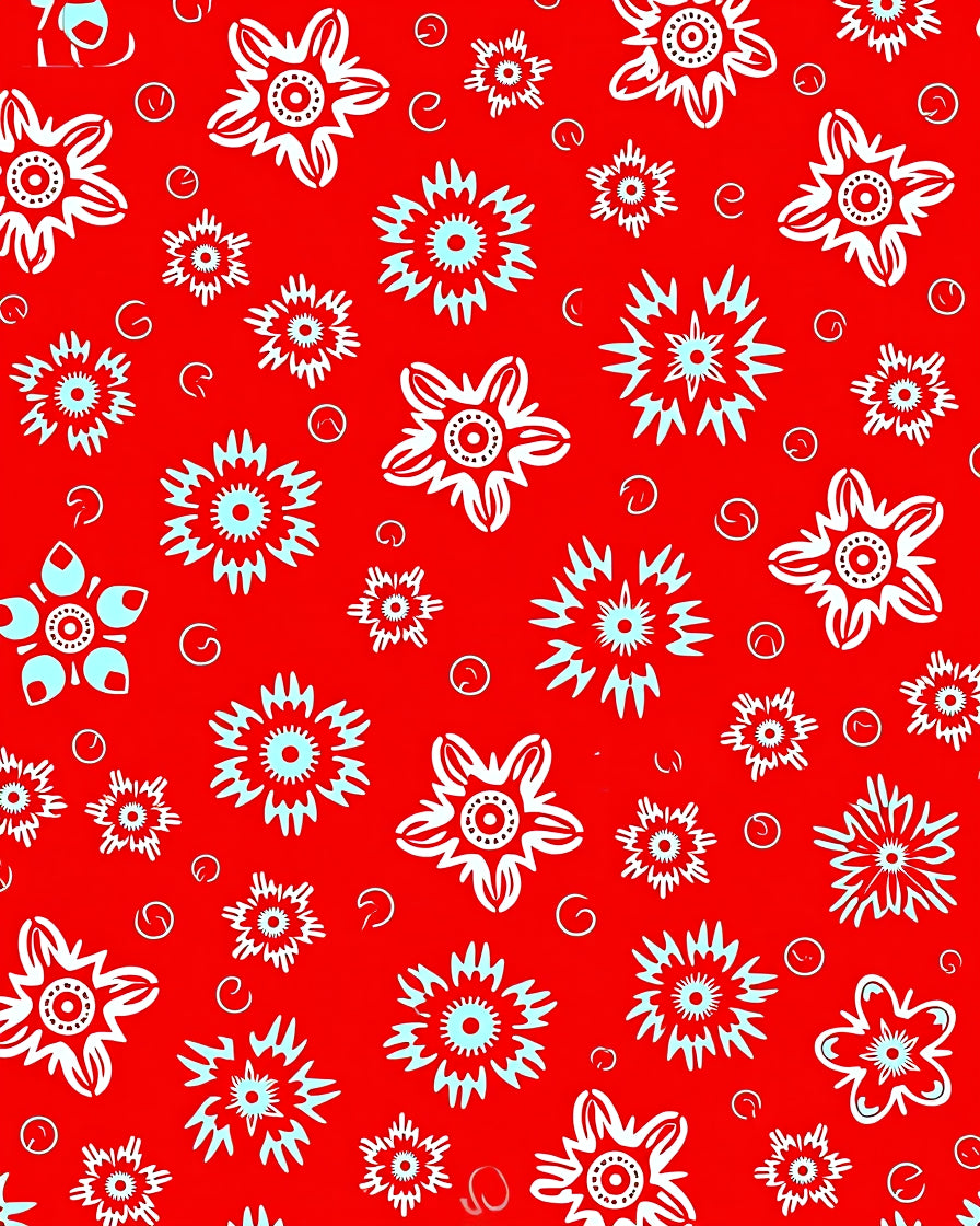 Red Floral Burst Starburst Rug