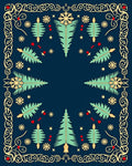 Navy Blue Winter Forest Snowflakes Rug