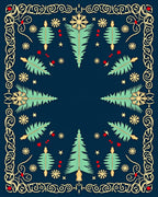Navy Blue Winter Forest Snowflakes Rug