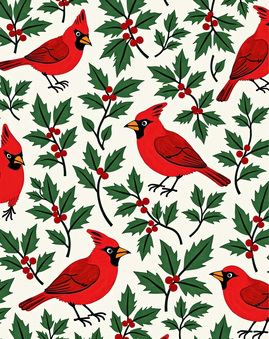 Crimson Cardinal Holly Berry Repeat Rug