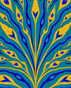 Turquoise Gold Peacock Feather Swirls Rug