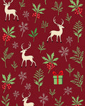 Cream Deer Festive Holly Snowflakes Gift Rug