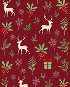 Cream Deer Festive Holly Snowflakes Gift Rug