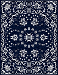 Navy White Floral Garland Sunburst Rug
