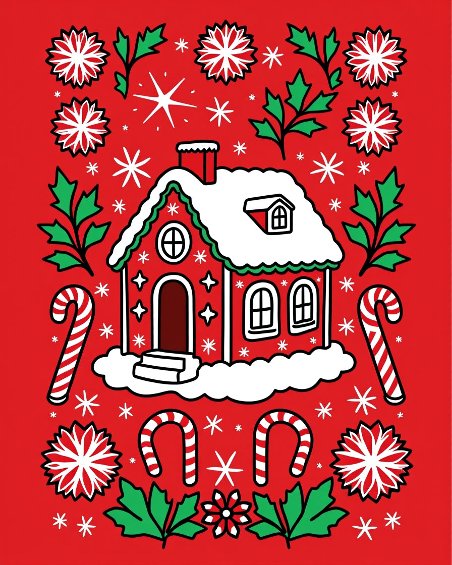 Winter Wonderland Gingerbread House Rug