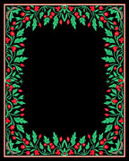 Vibrant Red Green Berry Garland Rug