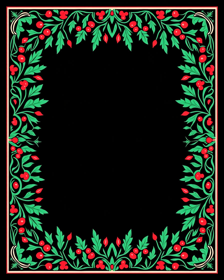 Vibrant Red Green Berry Garland Rug