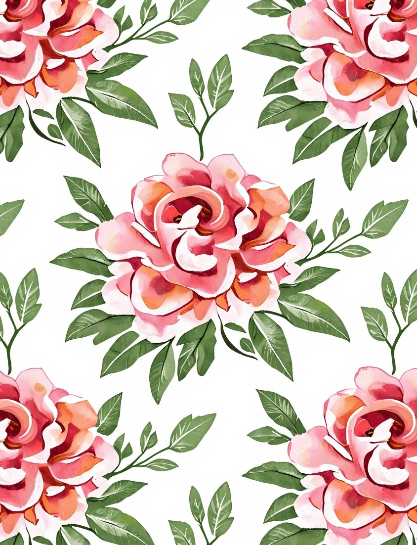 Pink Coral Bloom Garden Repeat Rug