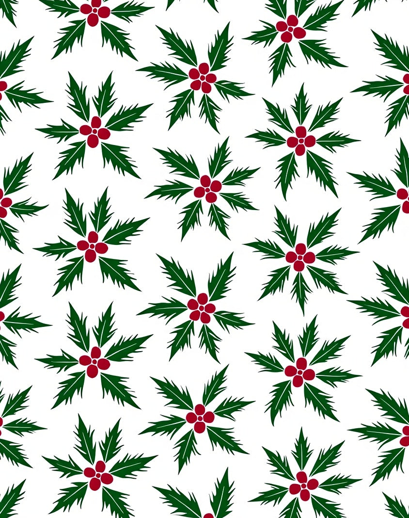 Winter Green Red Holly Clusters Rug