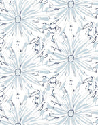 Soft Blue Daisy Floral Swirls Rug