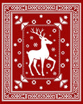 Crimson Deer Butterfly Snowflakes Tassel Border Rug