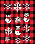 Red Black Buffalo Plaid Snowman Snowflakes Rug