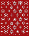White Snowflakes Red Background Rug