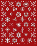 White Snowflakes Red Background Rug