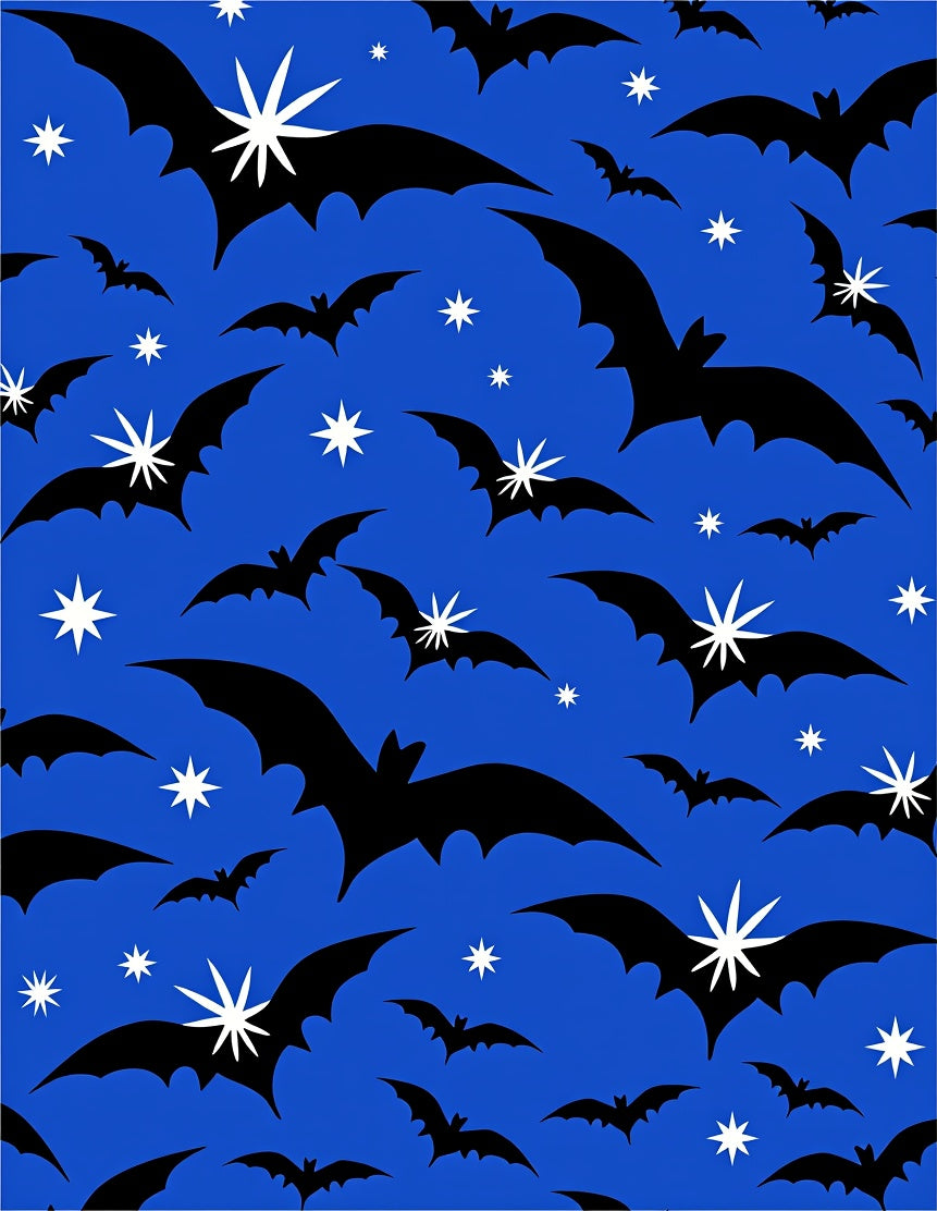 Bold Black Bats Starlight Sky Rug