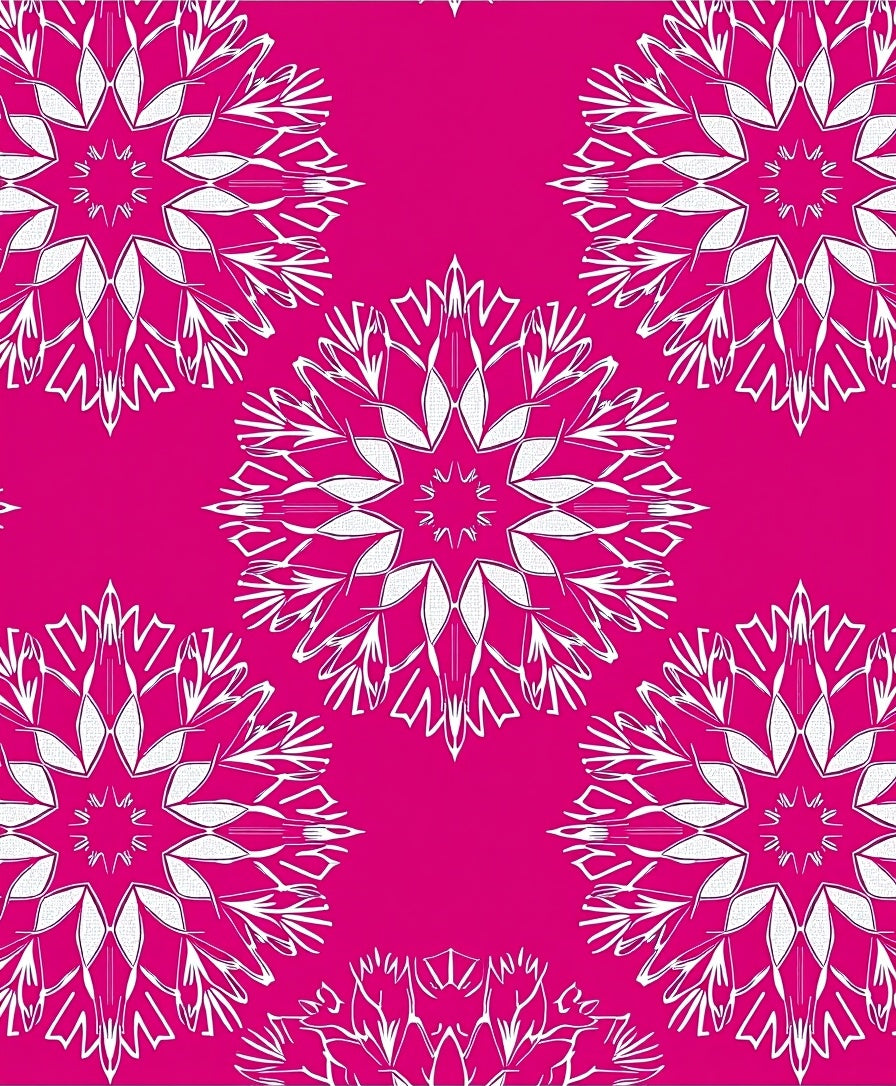Fuchsia White Starburst Mandala Rug