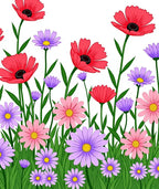 Crimson Red Purple Floral Meadow Rug