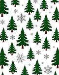Green Evergreen Winter Forest Snowflakes Rug