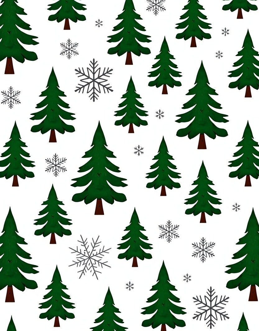 Green Evergreen Winter Forest Snowflakes Rug