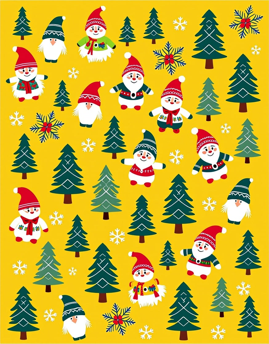 Charming Gnomes Snowflake Forest Yellow Rug